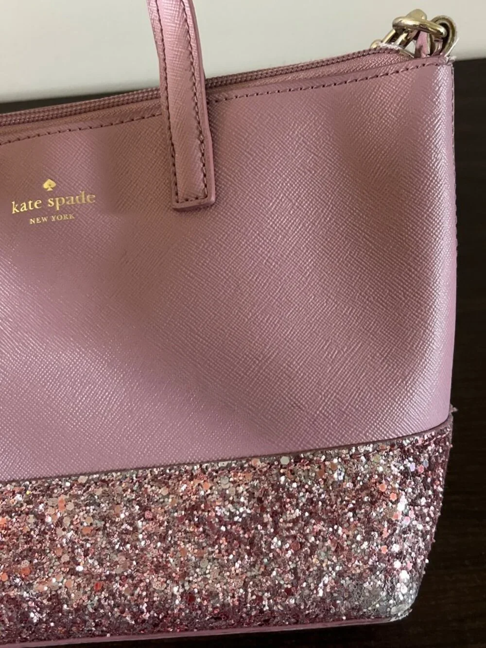Kate Spade Pink New York Ina Greta Crossbody Purse With Matching Wallet Glitter